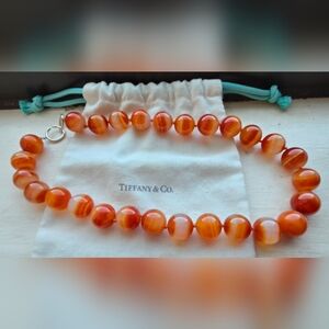 Tiffany & Co. Carnelian Bead Gemstone Necklace